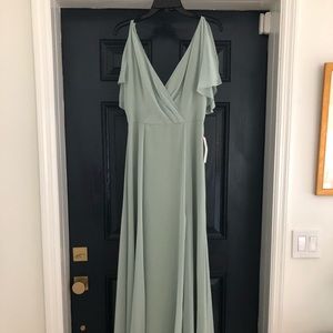 Jenny Yoo Hayes Dress. Color: Sea Glass Luxe Chiffon. Never worn.